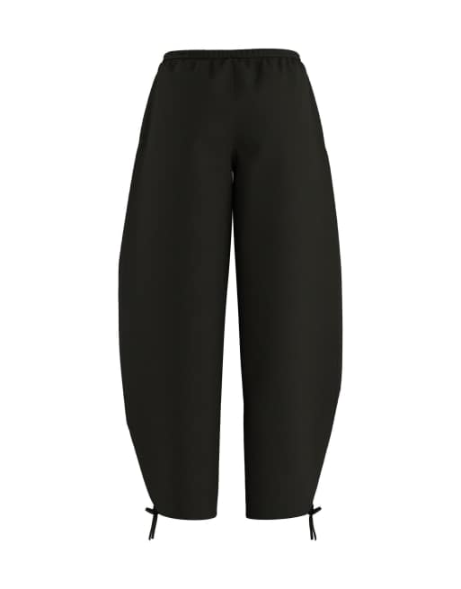 HYPEDROP Farah pantalon en sergé coupe barrel mi-haute avec taille élastiquée noir, 5 de 5