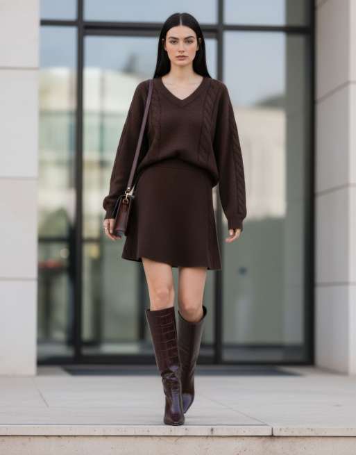 HYPEDROP - Gebreide trui met V-hals in 'downtown brown', 6 van 7