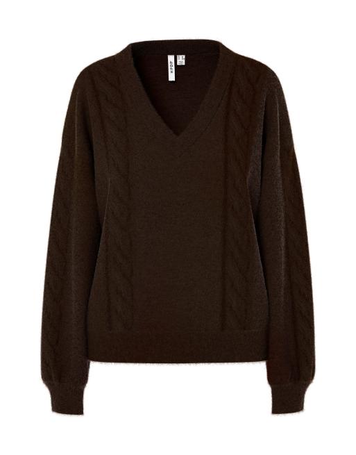 HYPEDROP - Gebreide trui met V-hals in 'downtown brown', 7 van 7