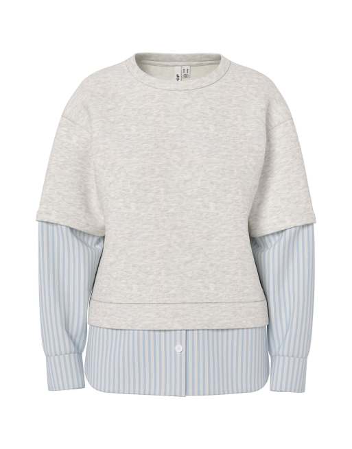 HYPEDROP – Jasnoszara melanżowa bluza z długimi rękawami, 4 z 5