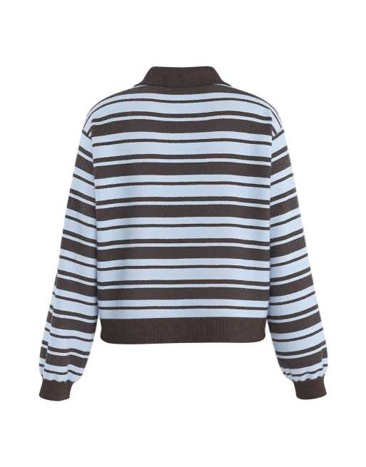 HYPEDROP Kallie pull polo en maille à coupe boxy color block avec fermeture boutonnée en delicioso, 5 de 5
