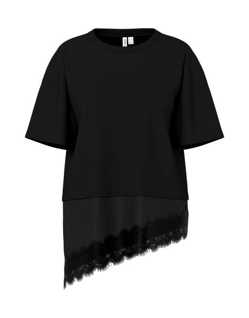 HYPEDROP Koronkowy asymetryczny top w czerni, 4 z 5