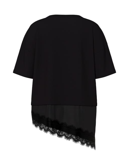 HYPEDROP Koronkowy asymetryczny top w czerni, 5 z 5