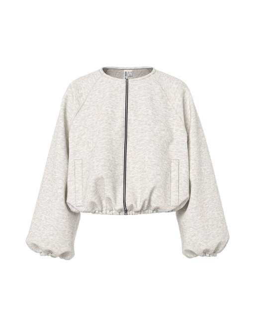 HYPEDROP – Langärmliges Sweatshirt in meliertem Hellgrau, 4 von 5