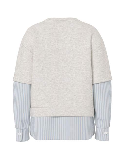 HYPEDROP - Lysegrå meleret sweatshirt med lange ærmer, 5 af 5