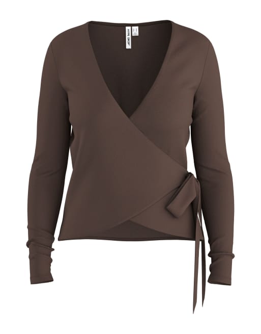 HYPEDROP overslagtop in chocoladebruin, 4 van 5