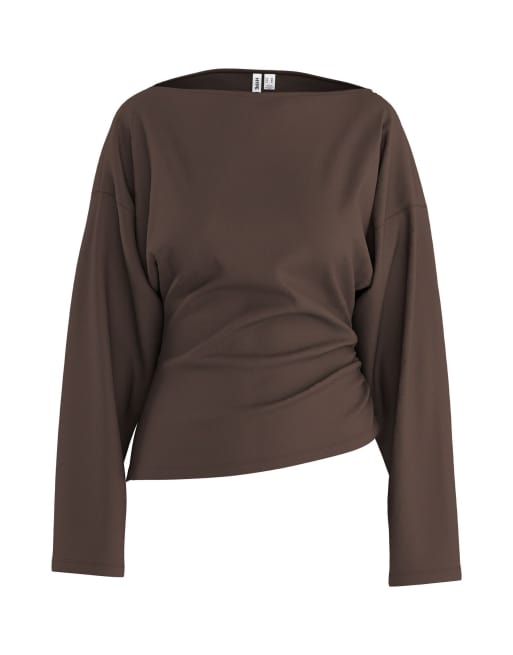 HYPEDROP top a maniche lunghe marrone cioccolato, 4 di 5