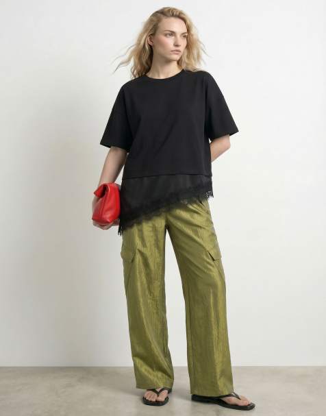 HYPEDROP - Top asymétrique en dentelle - Noir - view 1