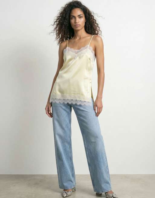 HYPEDROP - Top con spalline sottili color fiori di anice