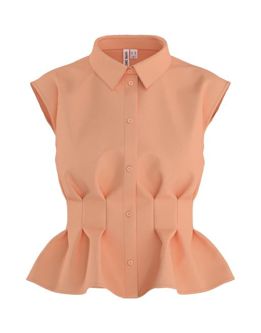 HYPEDROP Undine camicia in popeline senza maniche a pieghe color coral sands, 4 di 5
