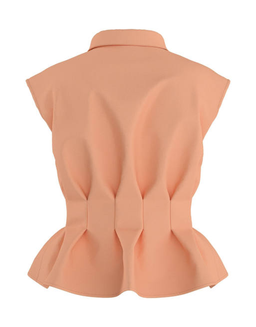 HYPEDROP Undine geplooid mouwloos poplin overhemd in coral sands, 5 van 5