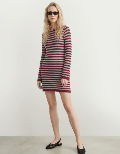 HYPEDROP - Vestido rojo guinda de punto - view 1
