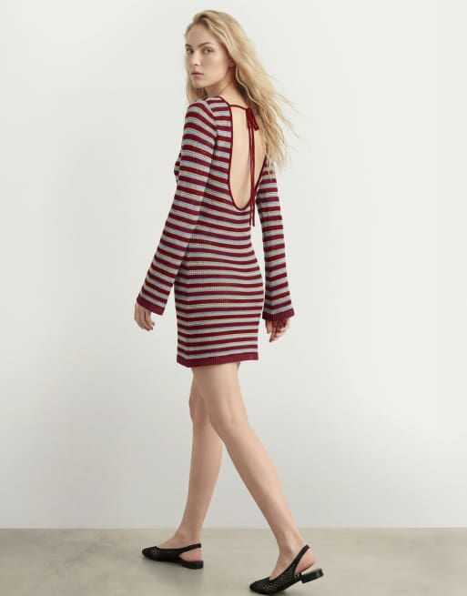 HYPEDROP - Vestido rojo guinda de punto, 2 de 5