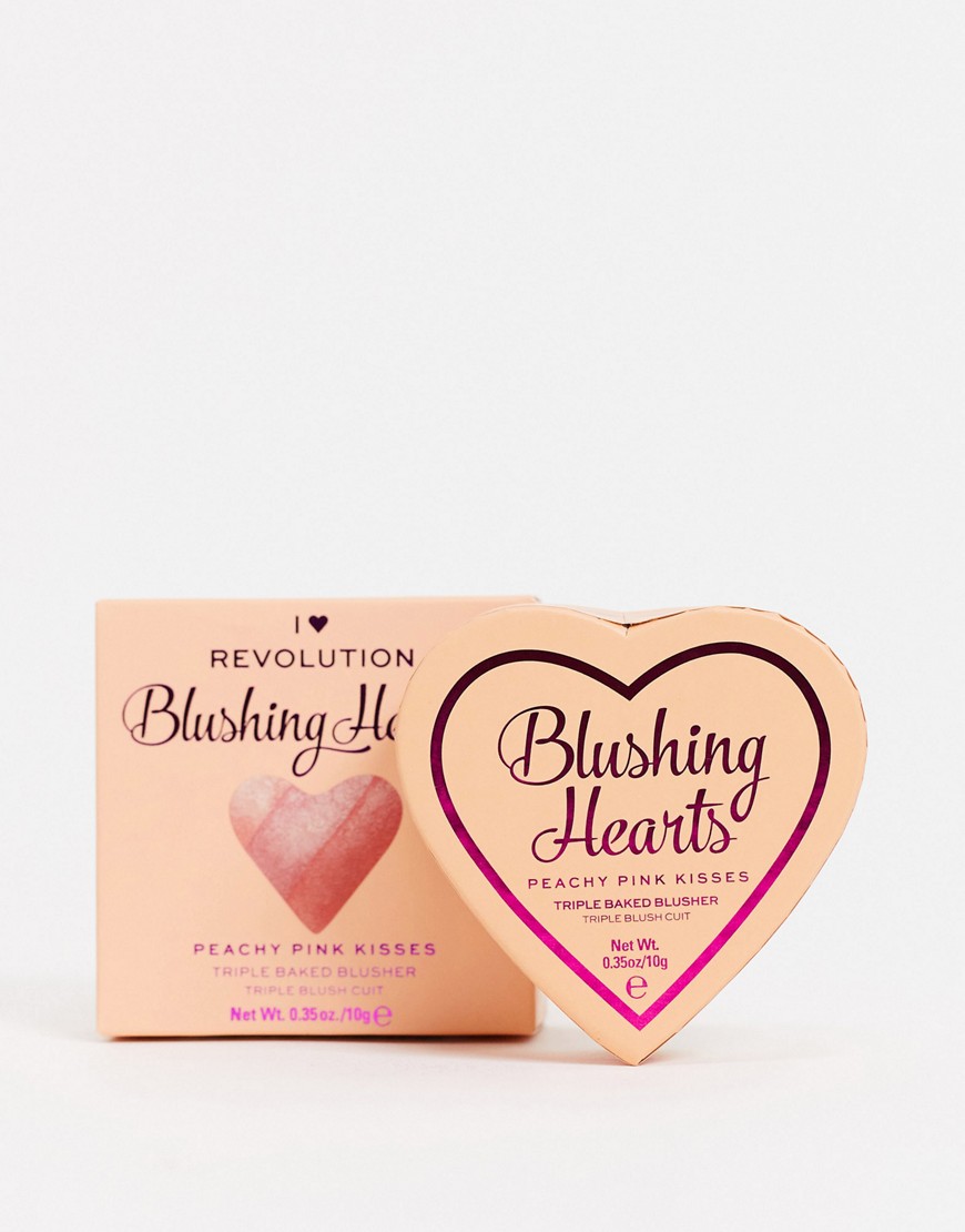 I Heart Revolution – Blushing Hearts – Rouge i Peachy Pink Kisses-Olika färger