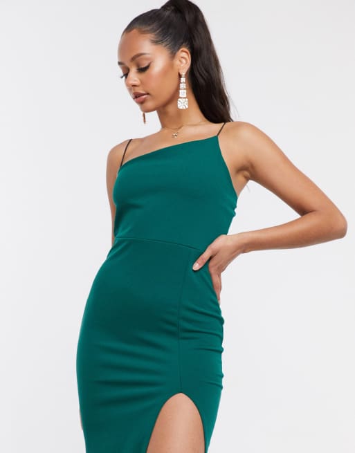 I Saw It First asymmetric midaxi dress in green, 3 of 4