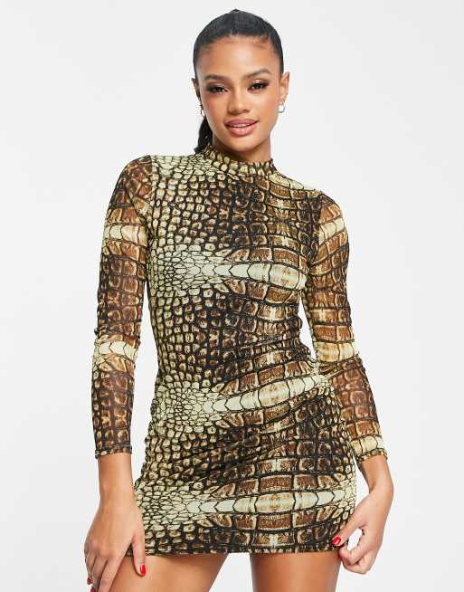 Halter neck clearance snake print dress