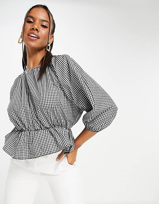 I Saw It First bardot blouse in black gingham