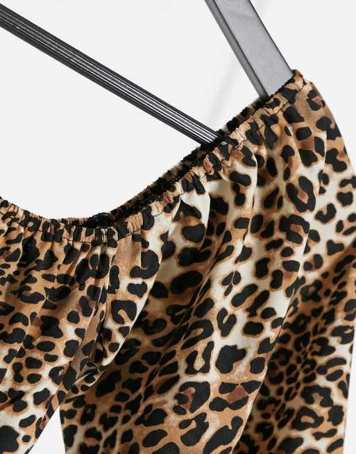 I Saw It First – Bardot-Minikleid mit Rüschen und Gürtel in Leopardenmuster, 3 von 4