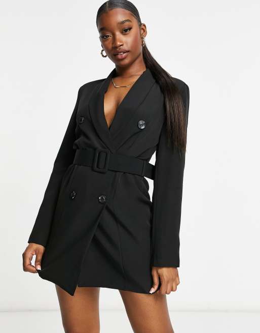 Belted on sale blazer black