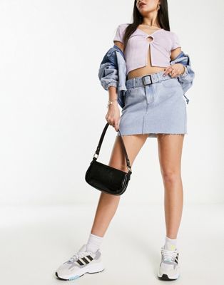 I Saw It First belted denim mini skirt in blue - ASOS Price Checker