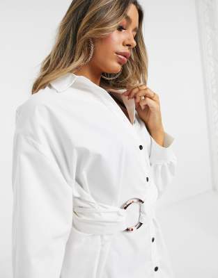 white belted oversized shirt dress