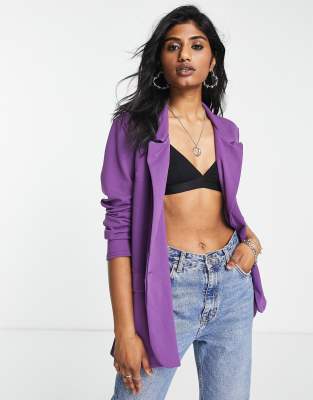I Saw It First - Blazer oversize taglio lungo viola in coordinato