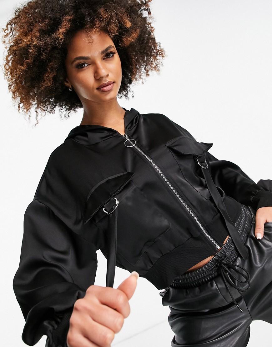 I Saw It First Bomber Jacket With Ring Detail In Black