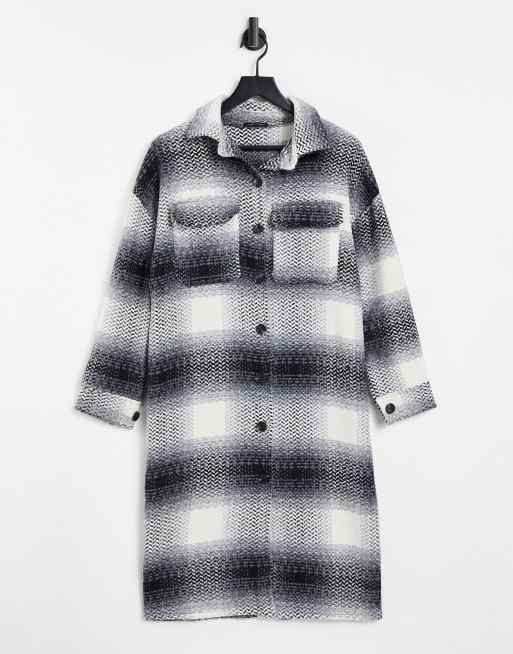I Saw It First - Camicia taglio lungo con stampa a quadri monocromatica 