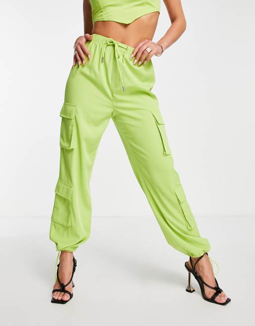 NA-KD x Phiaka wide leg flowy pants in green -set