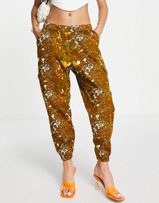 I Saw It First cargo trousers in green acid print