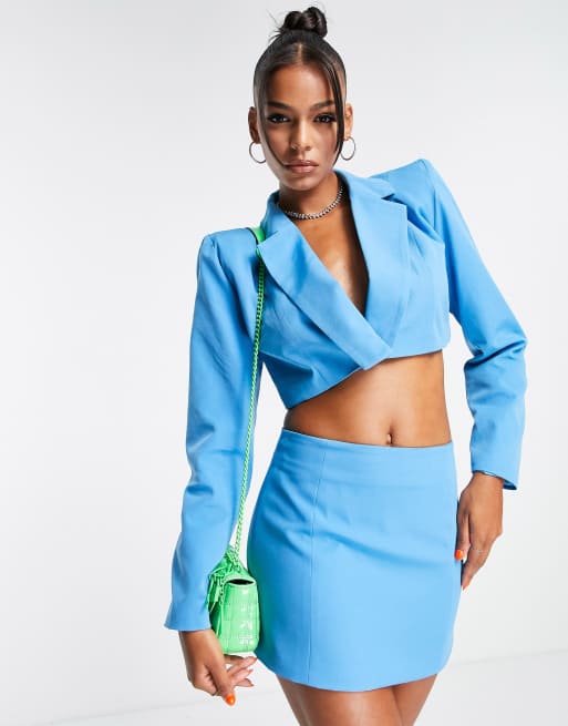 Baby blue cropped outlet blazer