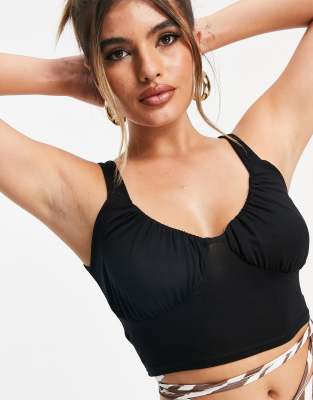 I Saw It First - Crop top in melkmeisjesstijl in zwart