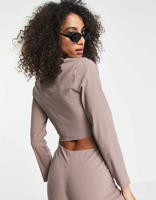 I Saw It First - Cropped blazer in stone, deel van co-ord set, 2 van 4
