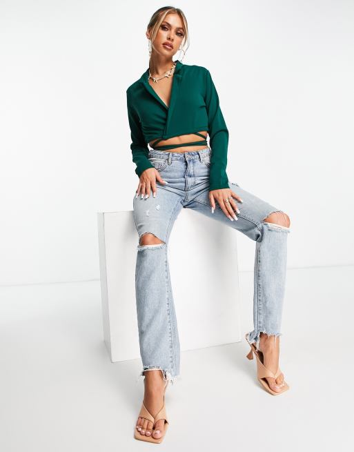 I Saw It First - Cropped blazer met strikceintuur in smaragdgroen, deel van co-ord set, 4 van 4