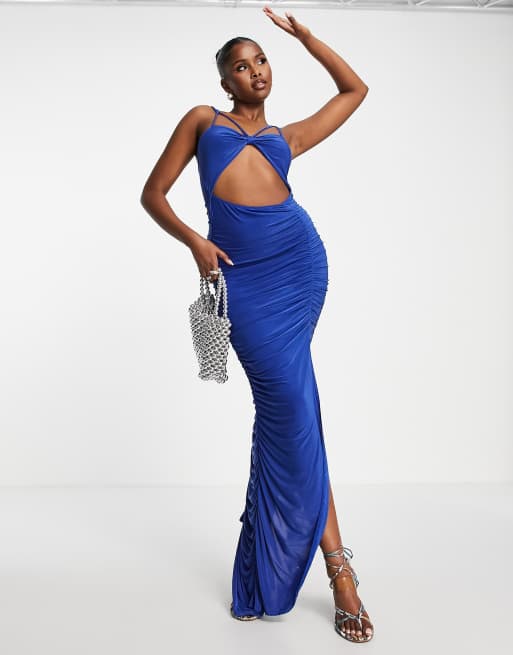 I Saw It First cut out side split maxi dress in cobalt blue ASOS