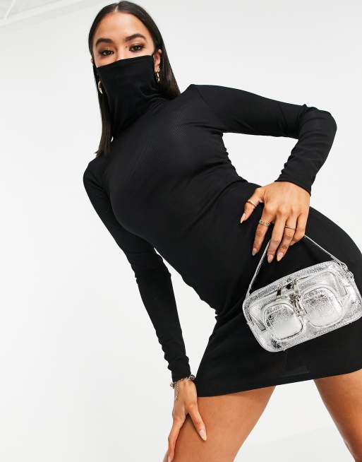 I Saw It First – Czarna sukienka mini z maseczką, 3 z 4