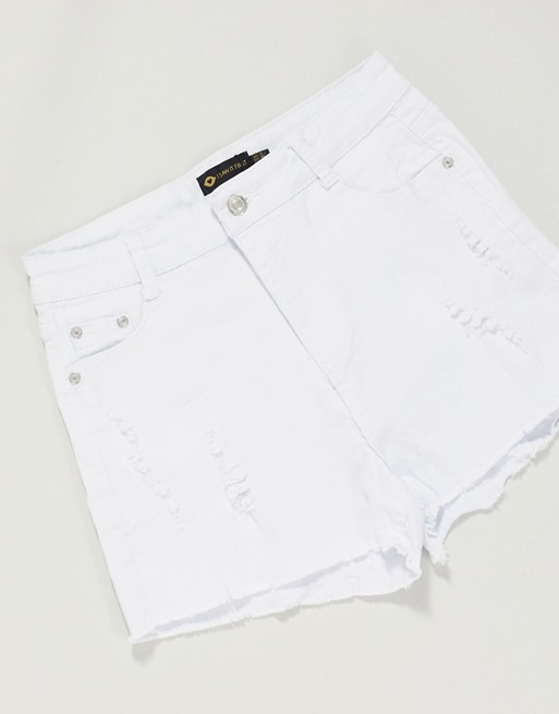 I Saw It First distressed skinny fit shorts in white