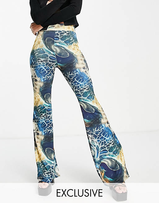 I Saw It First Exclusive flared mesh pants in graphic print (part of a set)