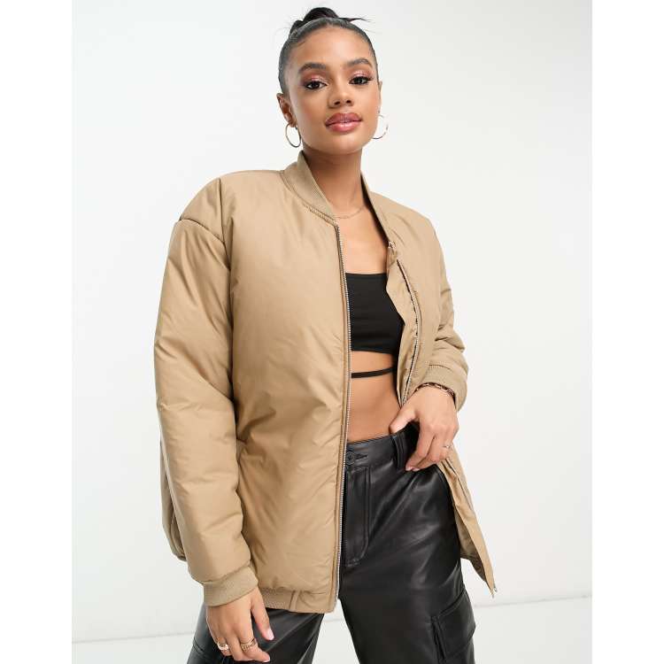 Womens longline cheap bomber jacket