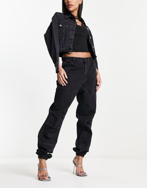 I Saw It First Exclusivit Pantalon de jogging taille basse en denim Noir d lav