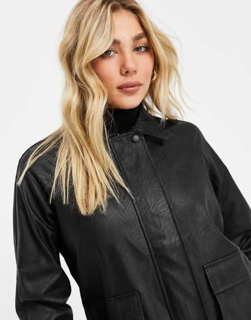 I Saw It First faux leather utility jacket in black | ASOS