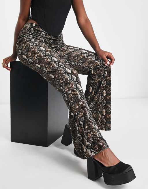 Black snake print store trousers