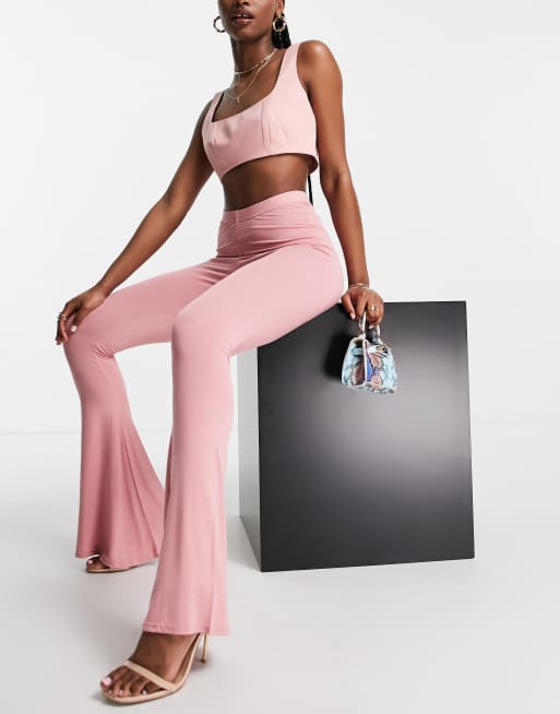 I Saw It First flares with ruched bum detail in pink 