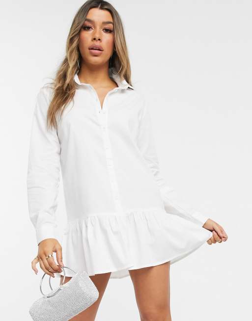 Oversized ruffle hotsell hem shirt dress