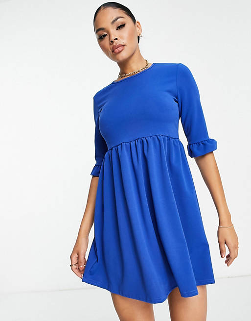 I Saw It First frill sleeve smock dress in cobalt