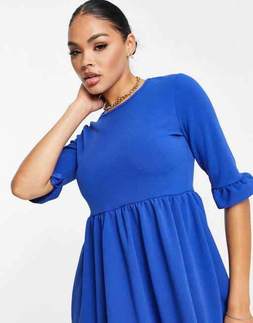 I Saw It First frill sleeve smock dress in cobalt