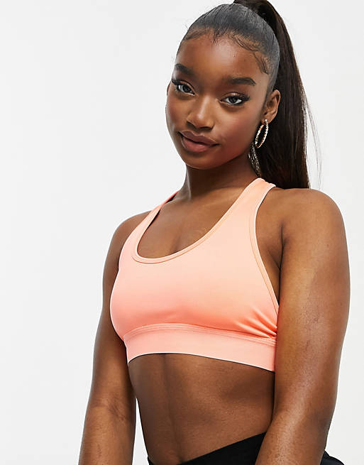 I Saw It First gym strappy back detail sports bra in hot peach