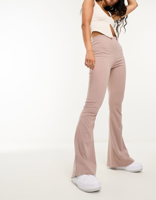 I Saw It First High Waist Flared Trousers In Camel Asos