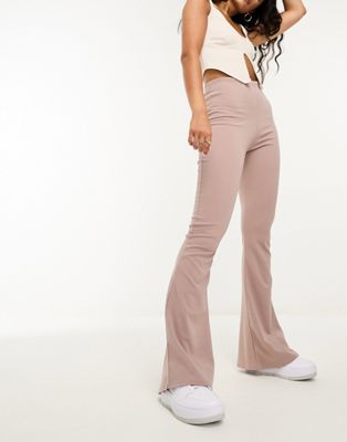 I Saw It First high waist flared trousers in camel