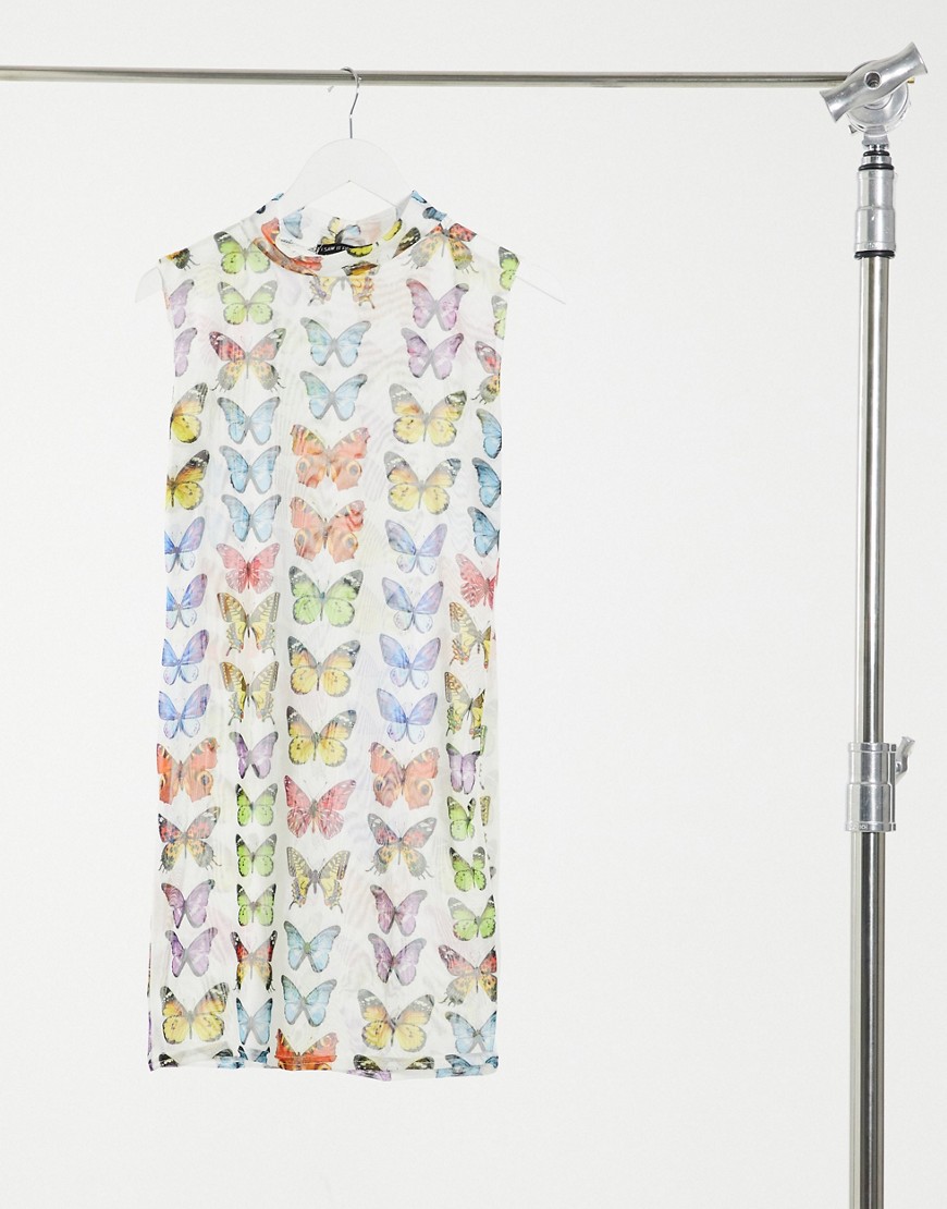 I Saw It First - Hoogsluitende mini-jurk met vlinderprint-Verschillende kleuren